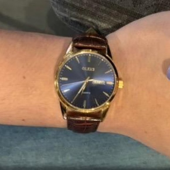 Olevs Men Brown Leather Waterproof Luminous Quartz Watch - Picture 12 of 13